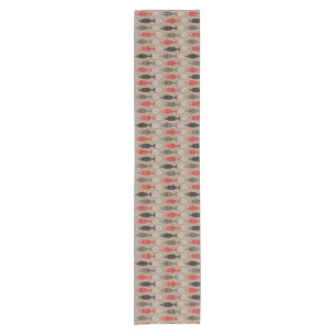 Mid Century Modern Fish Pattern Tan Short Table Runner