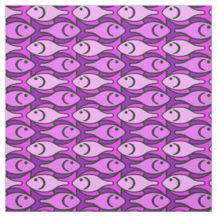 Mid-Century Modern fish, pink and violet Fabric
