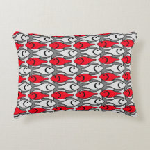 Mid-Century Modern fish, red and grey / gray