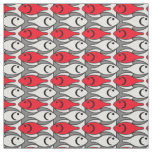 Mid-Century Modern fish, red and grey / gray Fabric