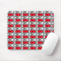 Mid-Century Modern fish, red and grey / gray Mouse Pad