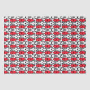 Mid-Century Modern fish, red and grey / gray Tissue Paper