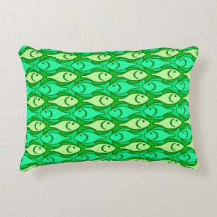 Mid-Century Modern fish, shades of lime green Decorative Pillow