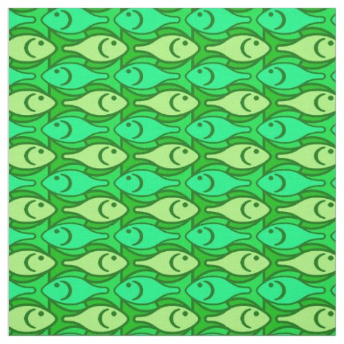 Mid_Century Modern fish shades of lime green Fabric