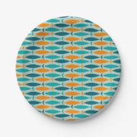 Mid Century Modern Fish Stripes Pattern 