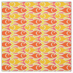 Mid-Century Modern fish, tangerine orange Fabric