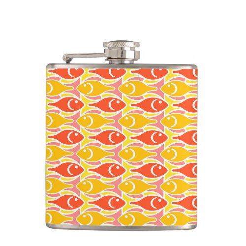 Mid_Century Modern fish tangerine orange Hip Flask