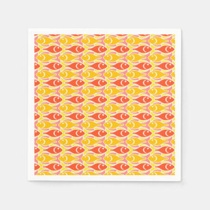 Mid-Century Modern fish, tangerine orange Napkins