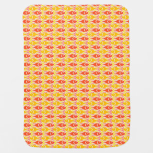 Mid-Century Modern fish, tangerine orange Swaddle Blanket