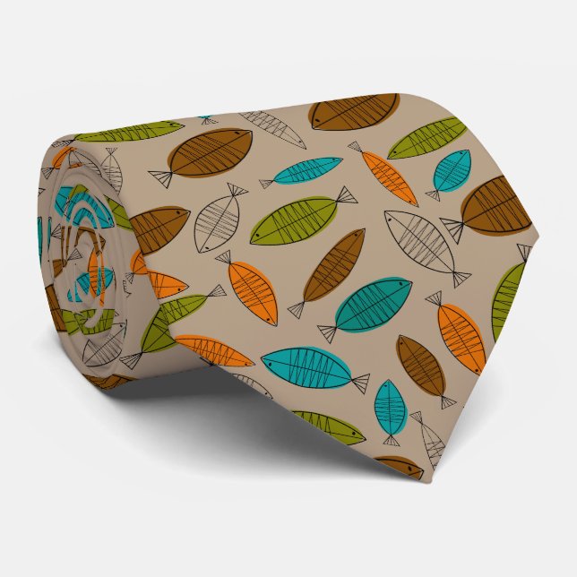 Mid-Century Modern Fish Tie Light Brown (Rolled)