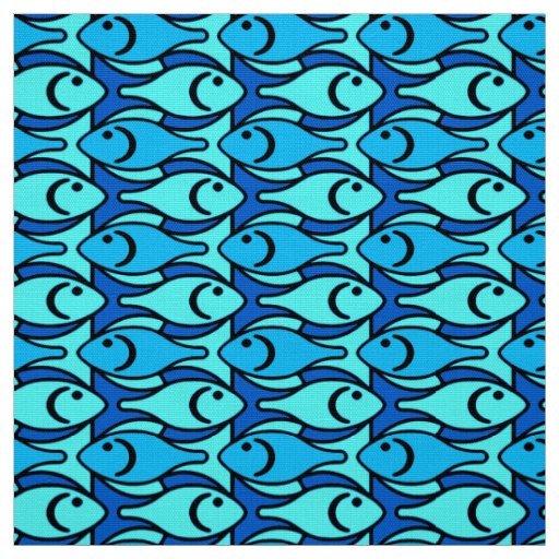 Mid-Century Modern Fish, Turquoise and Aqua Fabric