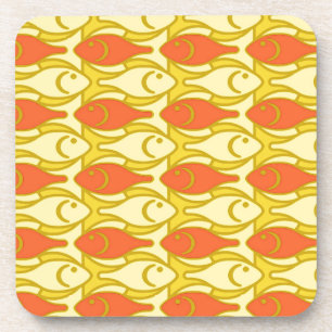 Mid-Century Modern fish, yellow and orange Beverage Coaster