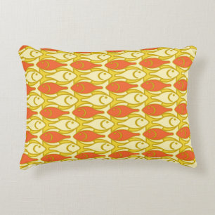 Mid-Century Modern Fish, Yellow and Orange Decorative Pillow
