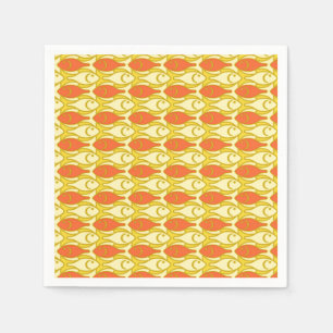 Mid-Century Modern fish, yellow and orange Paper Napkins