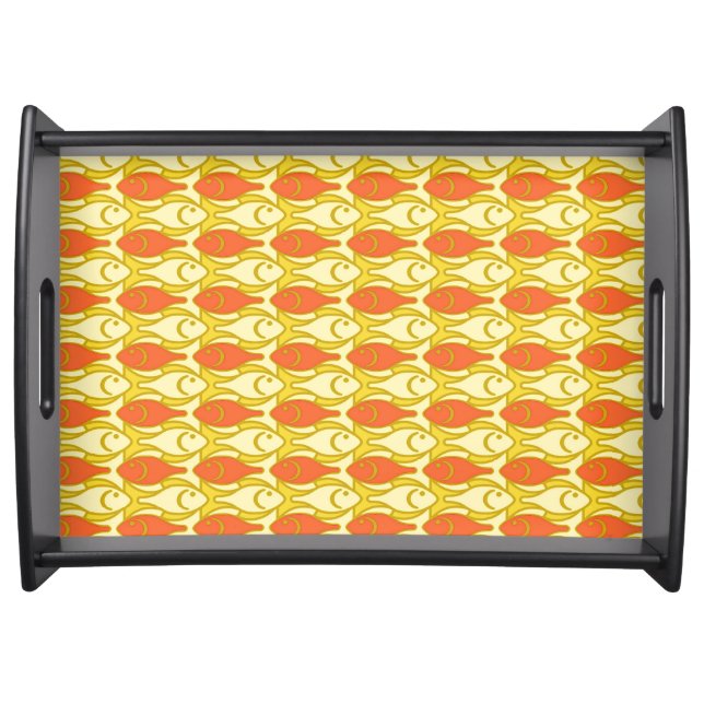 Mid-Century Modern fish, yellow and orange Serving Tray (Front)