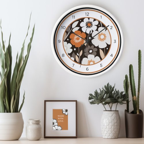 Mid Century Modern Floral Clock