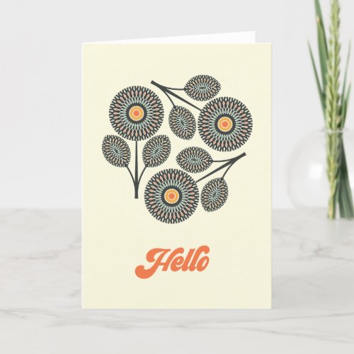 Mid_Century Modern Floral Folded Thank You Card