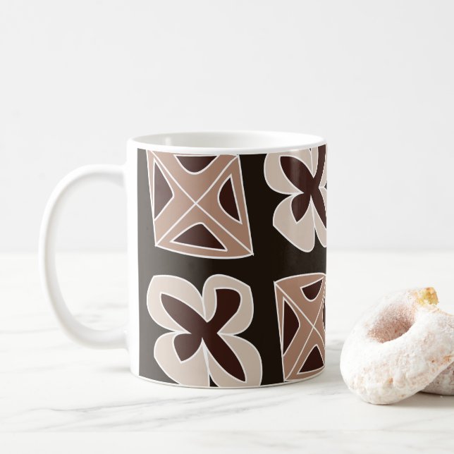 Mid Century Modern Floral Geometric Coffee Mug (With Donut)