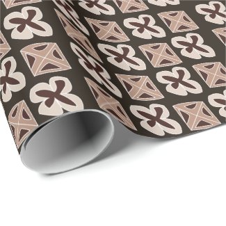Mid Century Modern Floral Geometric Wrapping Paper