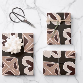 Mid Century Modern Floral Geometric Wrapping Paper Sheets