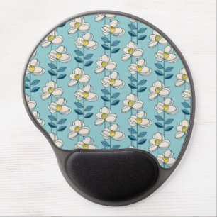 Mid-Century Modern Floral Leaf Pattern Gel Mouse Pad