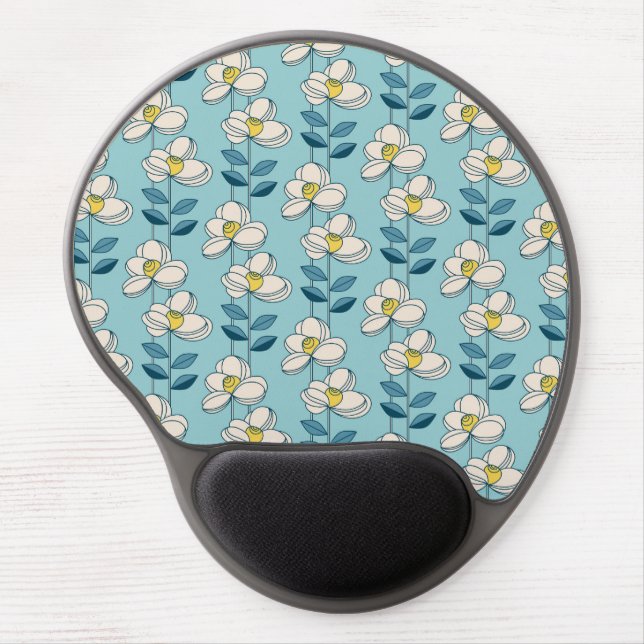Mid-Century Modern Floral Leaf Pattern Gel Mouse Pad (Front)