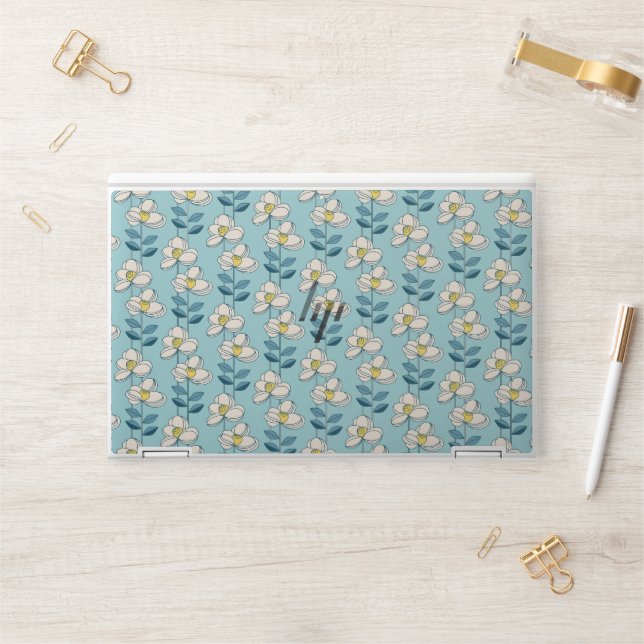 Mid-Century Modern Floral Leaf Pattern HP Laptop Skin (Desk)