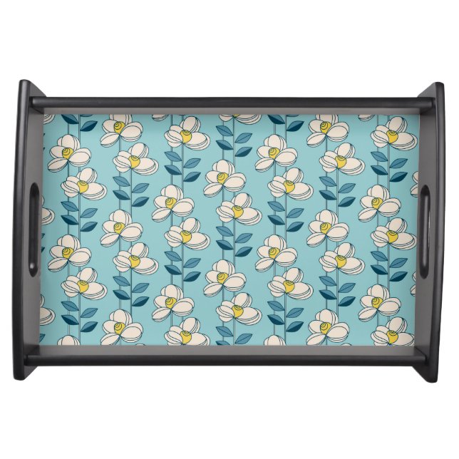 Mid-Century Modern Floral Leaf Pattern Serving Tray (Front)
