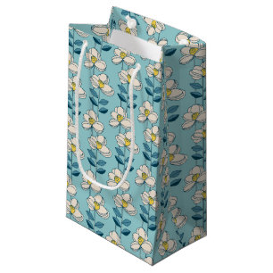 Mid-Century Modern Floral Leaf Pattern Small Gift Bag