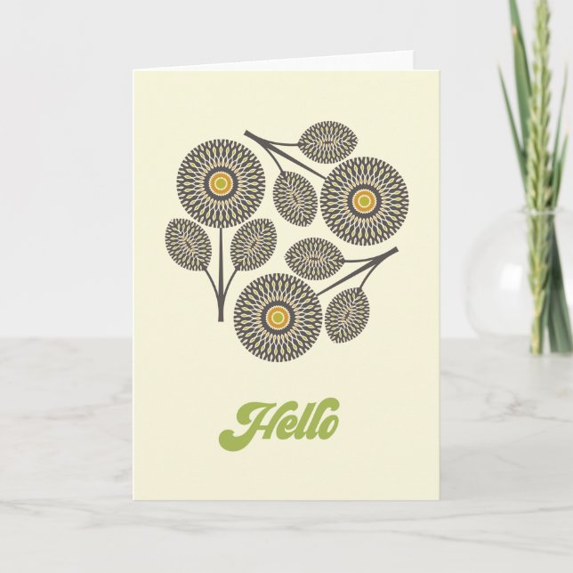 Mid-Century Modern Floral Note Card (Front)
