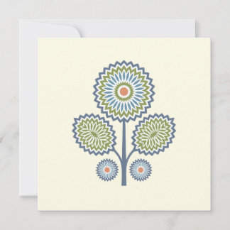 Mid-Century Modern Floral Note Card in Blue