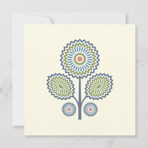 Mid_Century Modern Floral Note Card in Blue