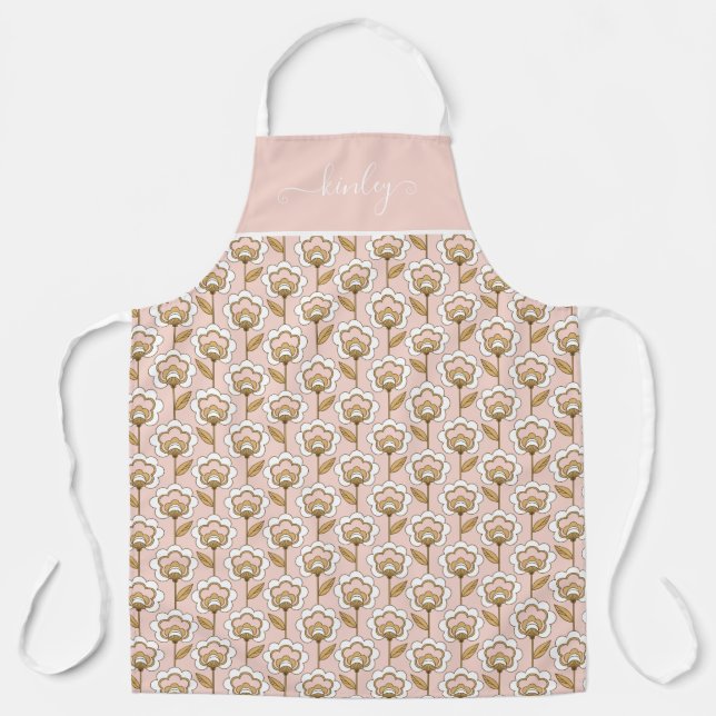 Mid-Century Modern Floral Pattern Apron (Front)