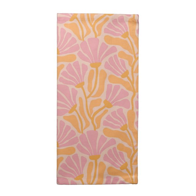 Mid Century Modern Floral Pattern Cloth Napkin (Half Fold)