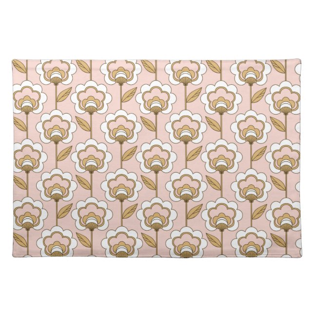 Mid-Century Modern Floral Pattern Cloth Placemat (Front)