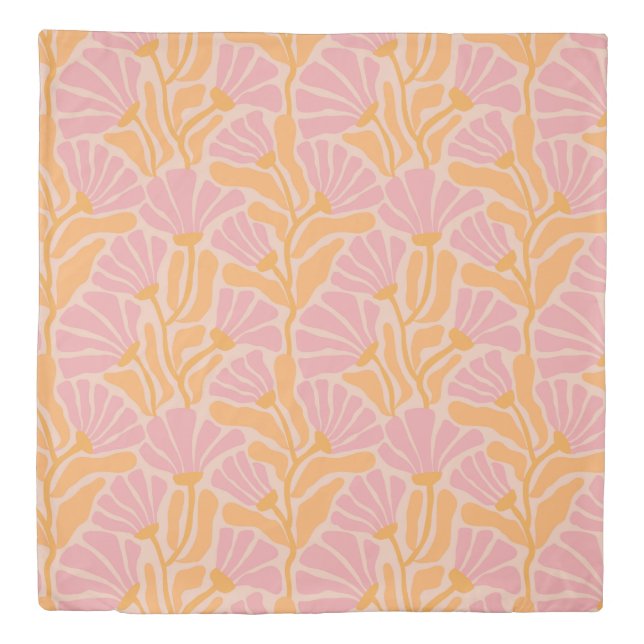 Mid Century Modern Floral Pattern Duvet Cover (Front)