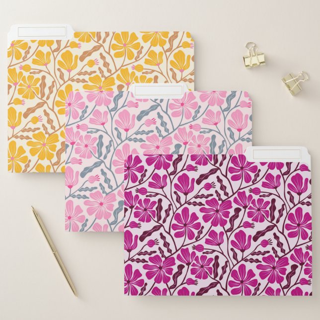 Mid Century Modern Floral Pattern File Folders (Set)