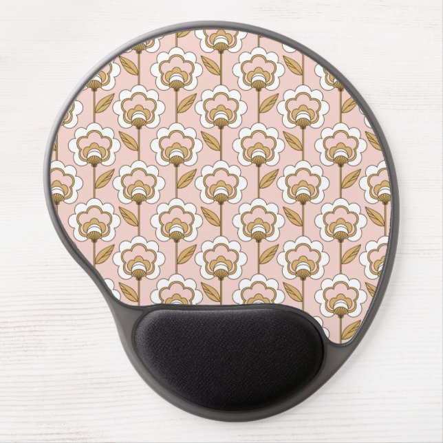 Mid-Century Modern Floral Pattern Gel Mouse Pad (Front)