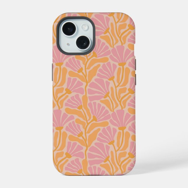 Mid Century Modern Floral Pattern Iphone Case (Back)