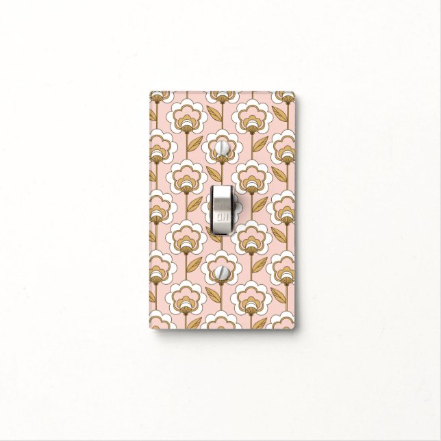Mid-Century Modern Floral Pattern Light Switch Cover (In Situ)