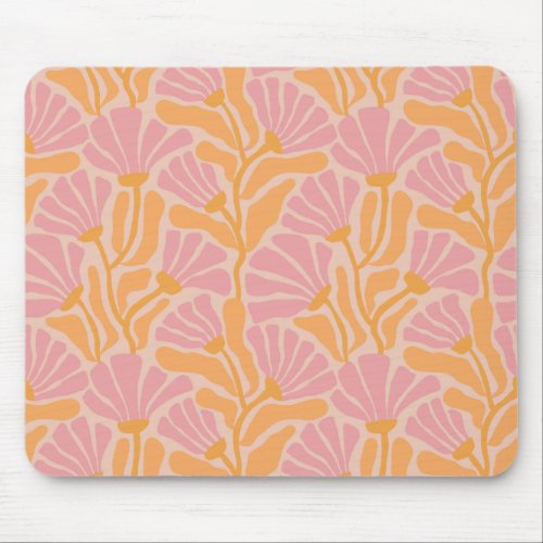 Mid Century Modern Floral Pattern Mouse Pad