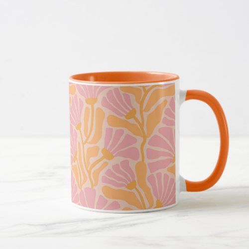 Mid Century Modern Floral Pattern Mug