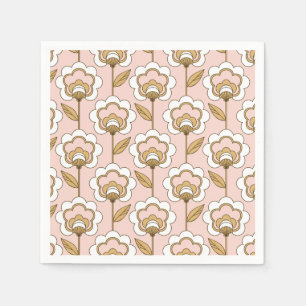 Mid-Century Modern Floral Pattern Napkins