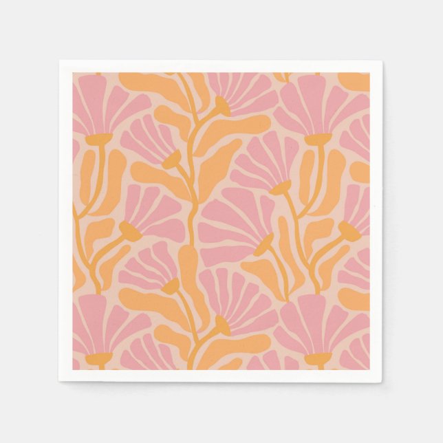 Mid Century Modern Floral Pattern Napkins (Front)