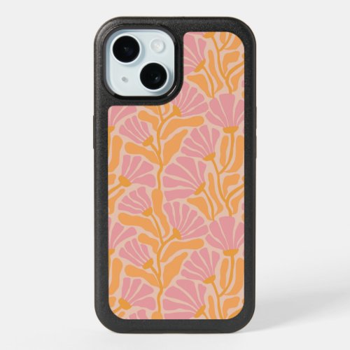 Mid Century Modern Floral Pattern iPhone 15 Case