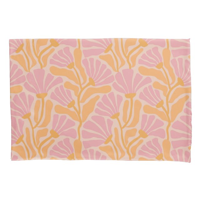 Mid Century Modern Floral Pattern Pillow Case (Front-Left)