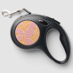 Mid Century Modern Floral Pattern Retractable Pet Leash