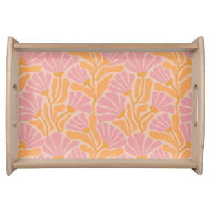Mid Century Modern Floral Pattern Serving Tray