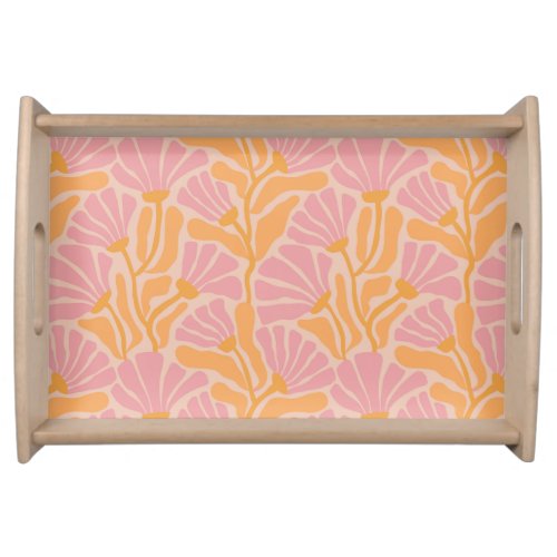 Mid Century Modern Floral Pattern Serving Tray