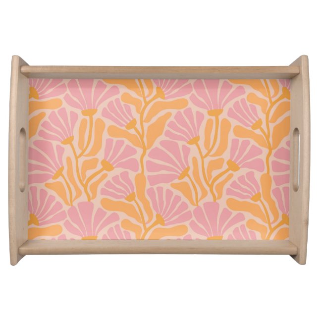 Mid Century Modern Floral Pattern Serving Tray (Front)